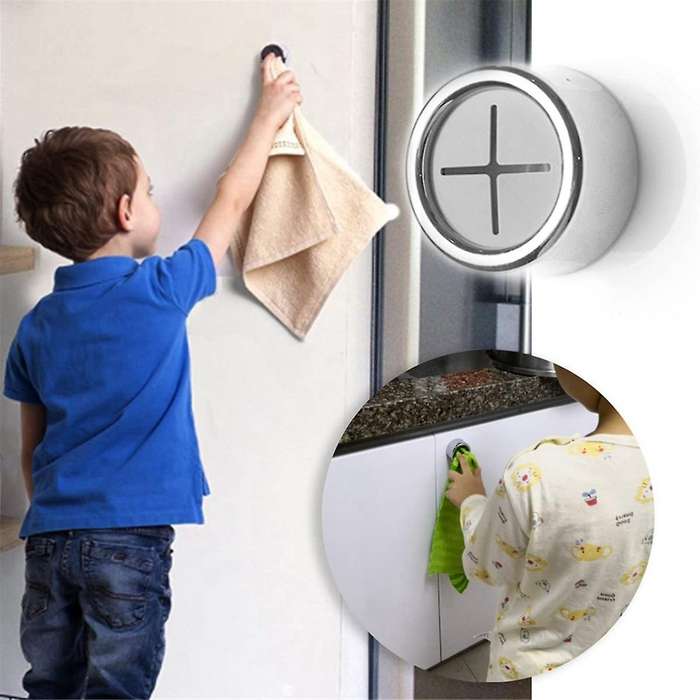 6Pack Kitchen Towel Hooks, Round Self Adhesive Wall Mount Hook, (Push to Hanging) Drilling Hand Towe