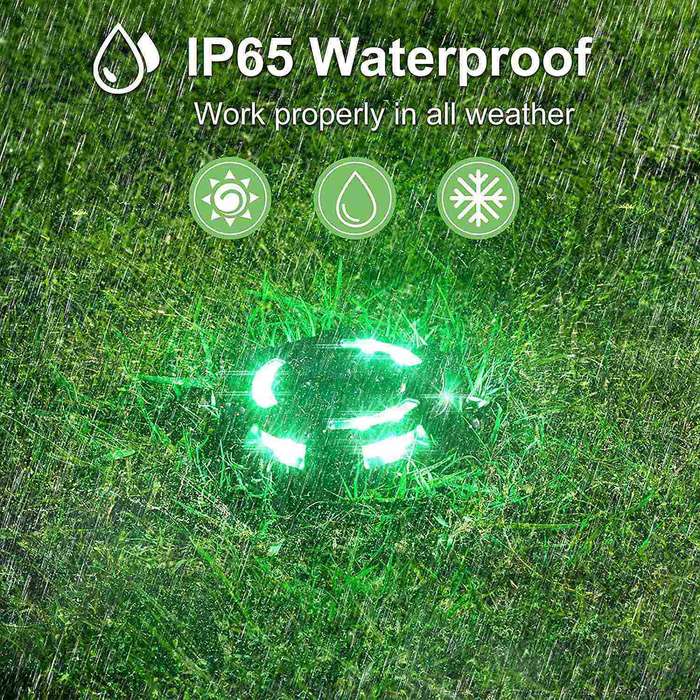 6Pack Solar Ground Lights 12 LED Solar Lights Multi-Color Disk Lights Waterproof Landscape Light for