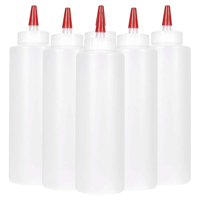 6pc Squeeze Squirt Condiment Bottles for Sauces - 16 Ounce - Perfect Containers for Ketchup, Bbq, S