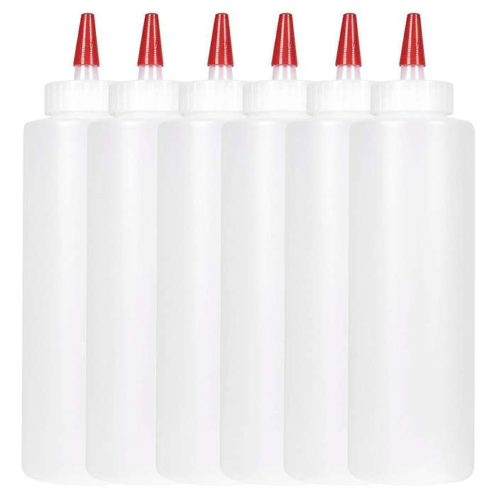 6pc Squeeze Squirt Condiment Bottles for Sauces - 16 Ounce - Perfect Containers for Ketchup, Bbq, S