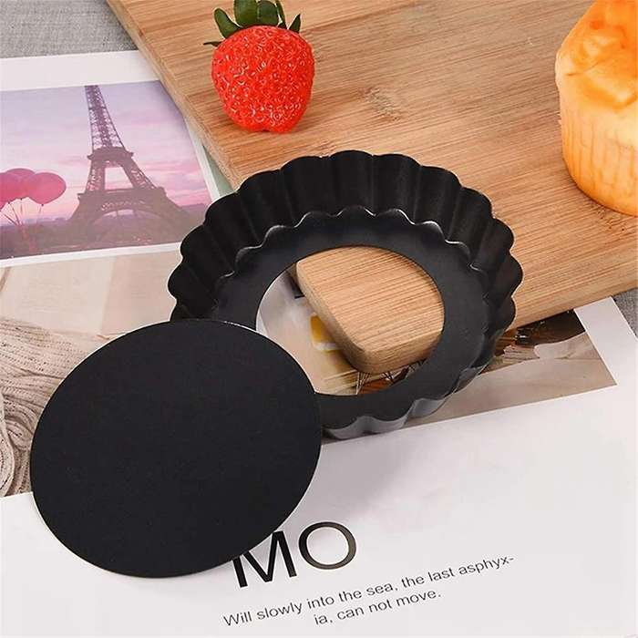 6pcs 4in/10cm Mini Pie Muffin Cupcake Pans Non-stick Tart Quiche Flan Pan Mold Removable Loose Botto