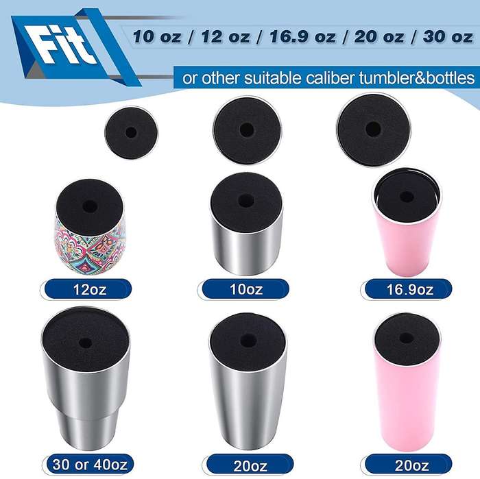 6Pcs 3 Sizes Cup Turner Foam Tumbler Inserts for 3/4 Inch PVC Pipe Tumbler Inserts Fit 10 Oz to 40 O