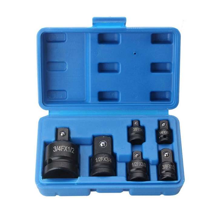 6pcs Adapter Pneumatic Sleeve Head 1/2 to 3/4 Blue Plastic Box for Automobile Torque Mechanical Hard