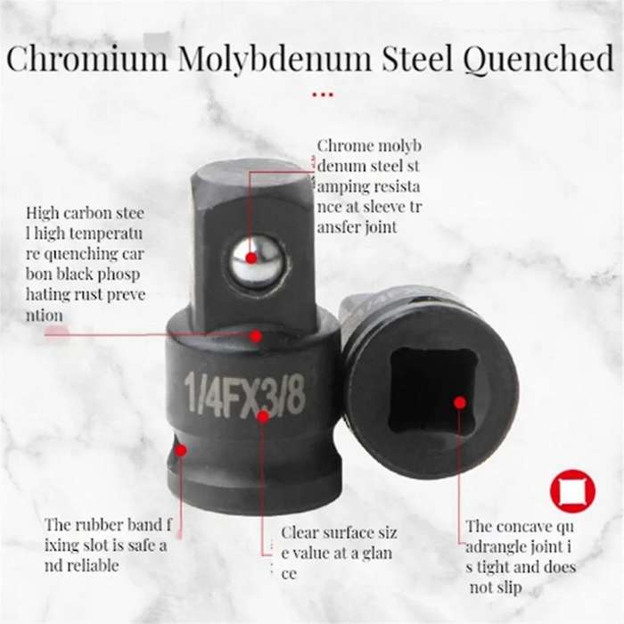 6pcs Adapter Pneumatic Sleeve Head 1/2 to 3/4 Black Plastic Box for Automobile Torque Mechanical Ha