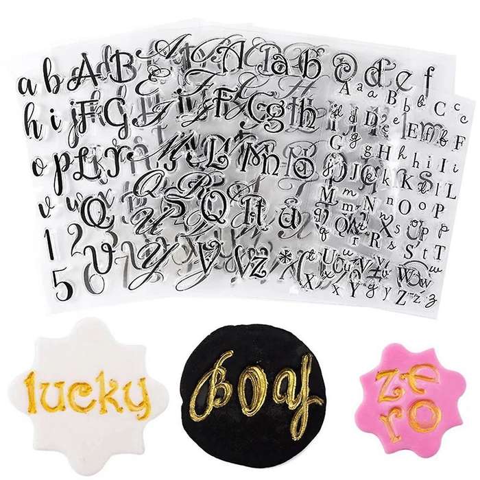 6Pcs Alphabet Letter Fondant Stamps for Biscuit Cake Cookie Fondant Embossing DIY Cutter Pastry Acce
