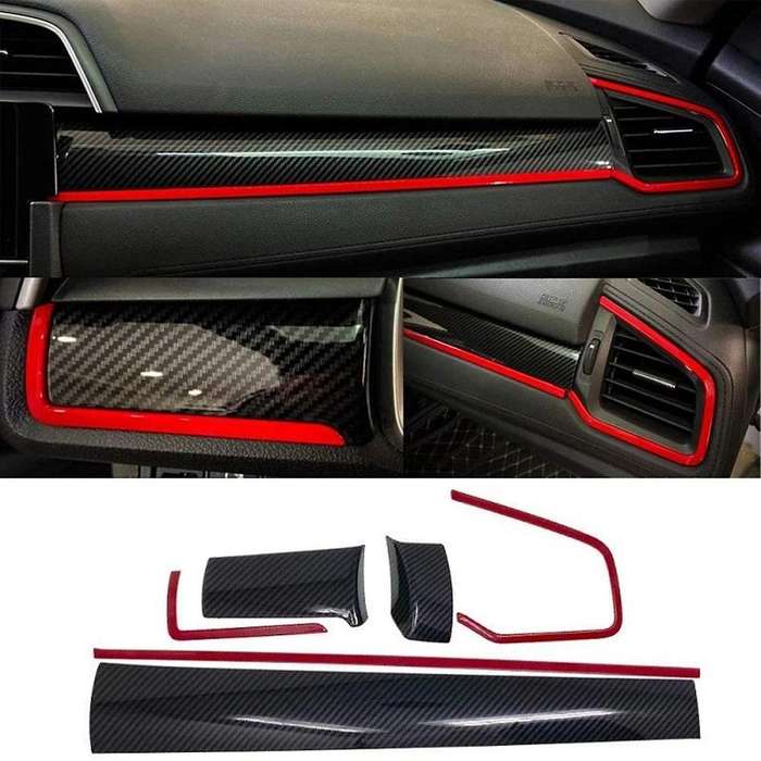 6Pcs Car Interior Moulding Dashboard Trims Strips Center Consoles Stickers Trim Cover for 10Th Gen 2