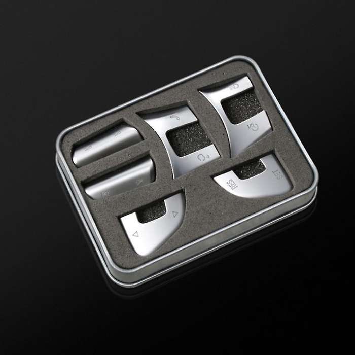 6Pcs Car Steering Wheel Button Knob Trim Cover Sticker for B7 B8 GOLF MK7 Automotive Interior Trim