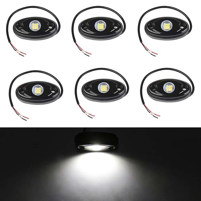 6Pcs Car Under Wheel Lights 800LM 9 LED Rock Light for Off-Road