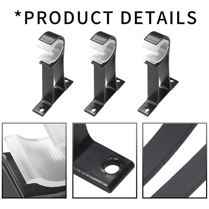6pcs Curtain Rod Bracket Set Single Hole Small Curtain Rod Hooks for Wall Heavy Duty Curtain Draper