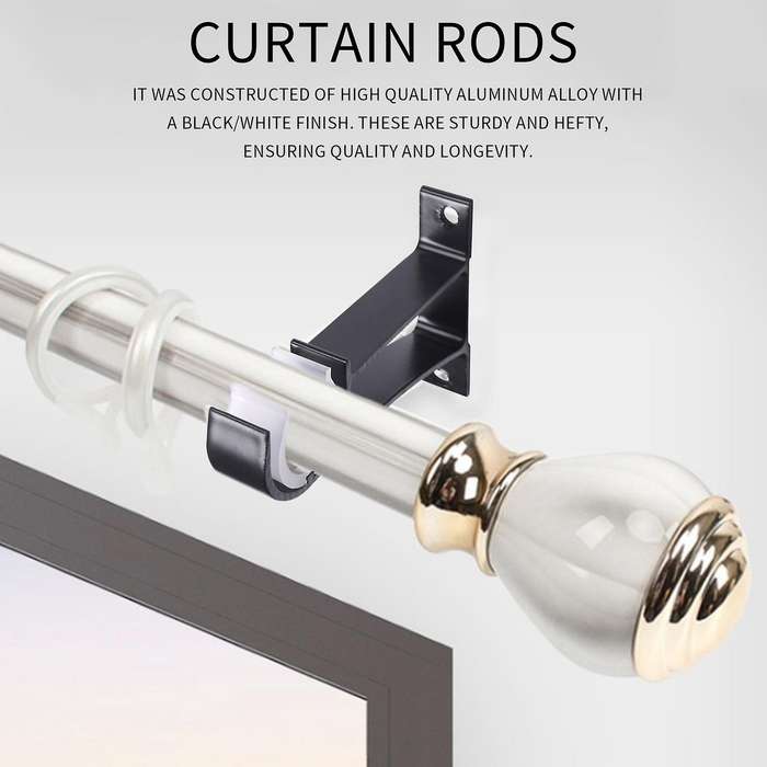 6pcs Curtain Rod Bracket Set Single Hole Small Curtain Rod Hooks for Wall Heavy Duty Curtain Draper