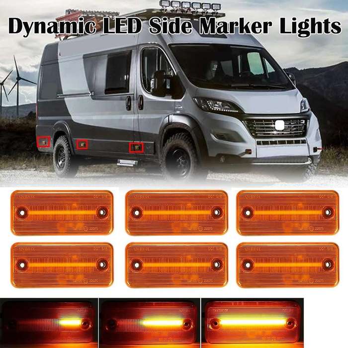 6Pcs Dynamic Car LED Side Marker Light Turn Signal for Ducato Boxer Truck