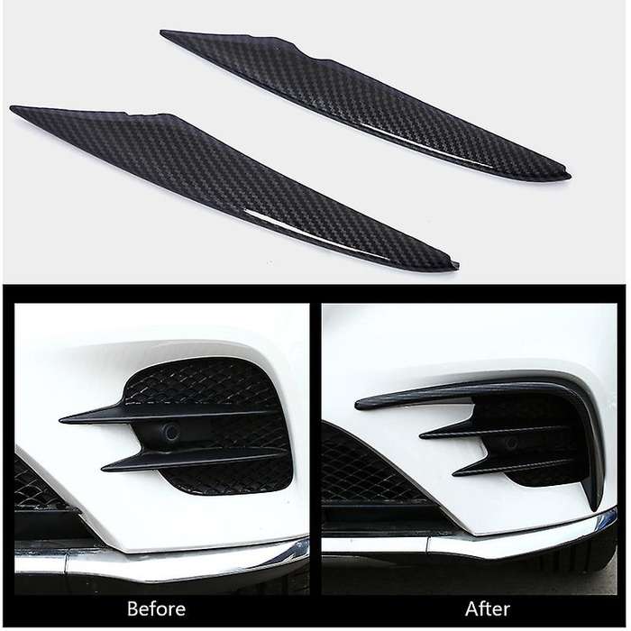 6PCS Front Bumper Lip Splitter Grille Cover Fog Lamp Air Knife Sticker for GLC X253 2015-2019 Carbon