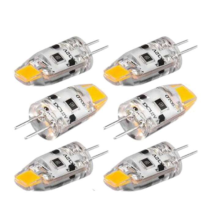 6PCS G4 LED Bulb 12V DC Dimmable COB LED G4 Bulb 1.5W 360 Beam Angle to Replace 15W Halogen Lamp (W