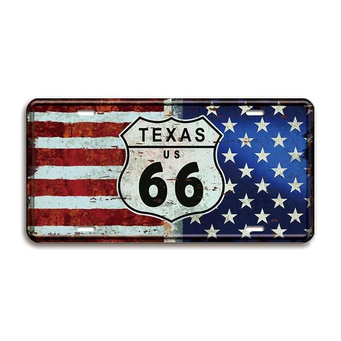 6pcs Garage Car Retro Route 66 Licenses Plate Metal Sign Posters Tin Sign Vintage Poster Home Decor