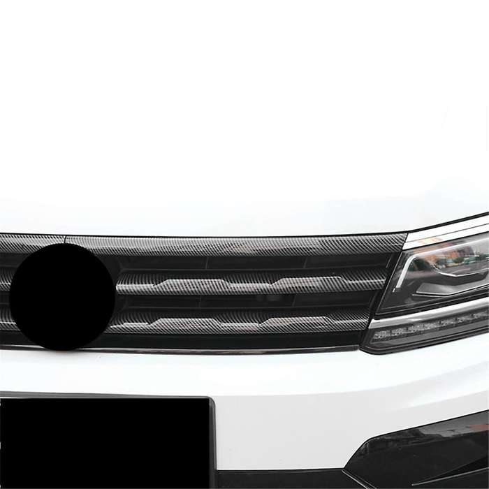 6pcs Lhd for L 2017-2021 Carbon Fiber Front Bumper Mesh Center Grille Grill Moulding Strips Cover T