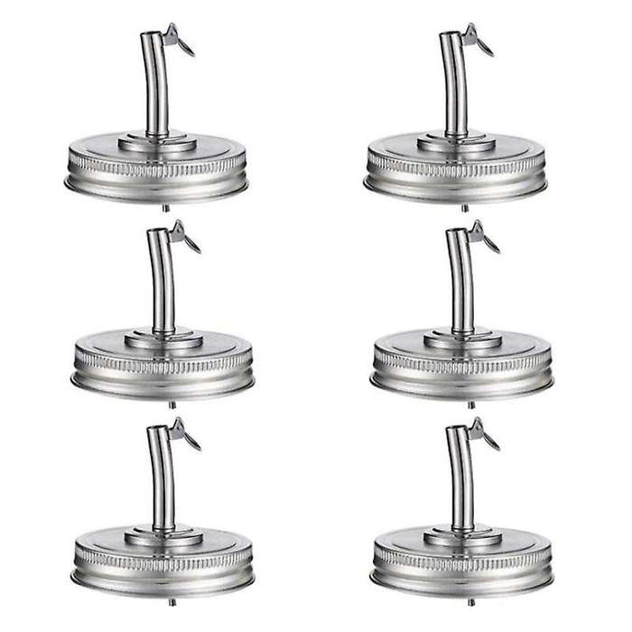 6Pcs Mason Jar Pour Spout Lid, Jar Oil Spout Lid Oil Pour Spout Dispenser with Caps Liquor Bottle Sp