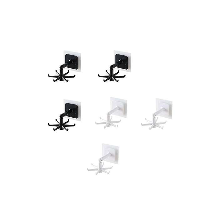 6pcs Multifunctional Rotatable Universal Hook Kitchen Wall Hanging Storage Rack Strong Seamless Hook