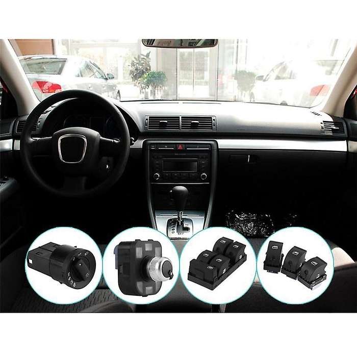 6Pcs Mirror Knob Headlight Control Power Window Switch for - A4 S4 B6 B7