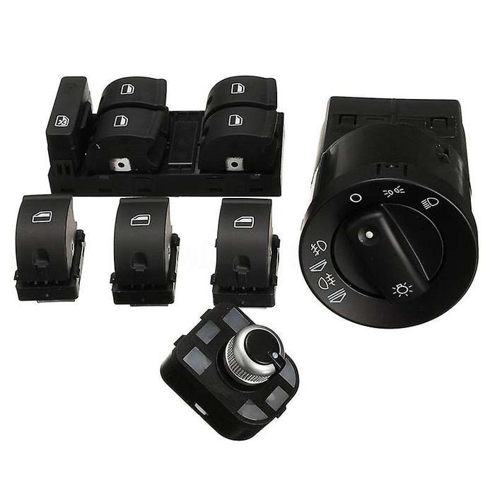 6Pcs Mirror Knob Headlight Control Power Window Switch for - A4 S4 B6 B7