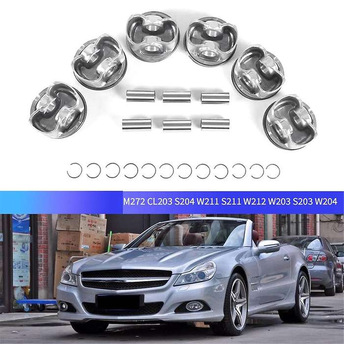 6Pcs Pistons & Rings Kit 2720303717 2720304017 A2720301018 for E-CLASS M272 CL203 S204 W211 S211 W2