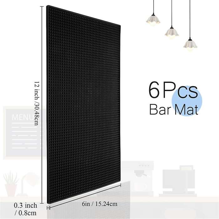 6pcs Rubber Mat Non Bar Service Spill Mat for Countertop Cocktail Bartending Restaurants Barbershop