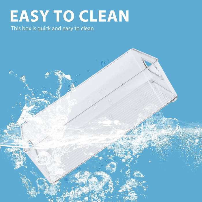 6pcs Refrigerator Organizer Bins Stackable Fridge Organizers with Cutout Handles Clear Plastic Pant