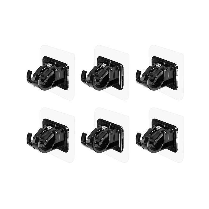 6pcs Self Adhesive Curtain Rod Bracket Punch-free Curtain Rod Clip Nail-free Adjustable Shower Curt