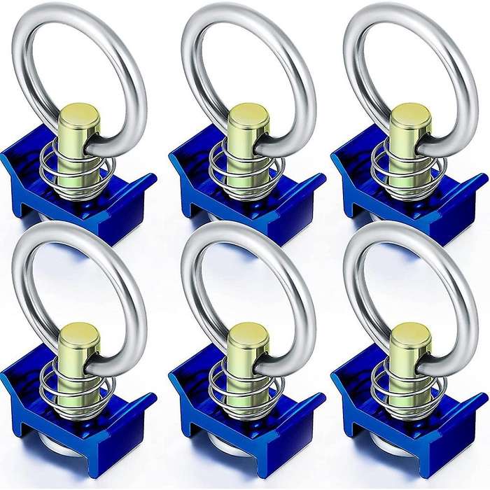 6Pcs Single Stud Fitting L Track 4000LB Capacity with Stainless Steel Round Ring for Airline Track L