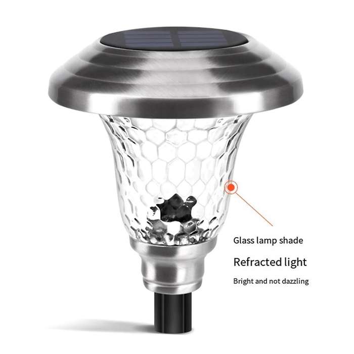 6Pcs Solar Pathway Lights Outdoor Glass Stainless Steel Outside Lights, 10 Lumens LEDWaterproof Sol