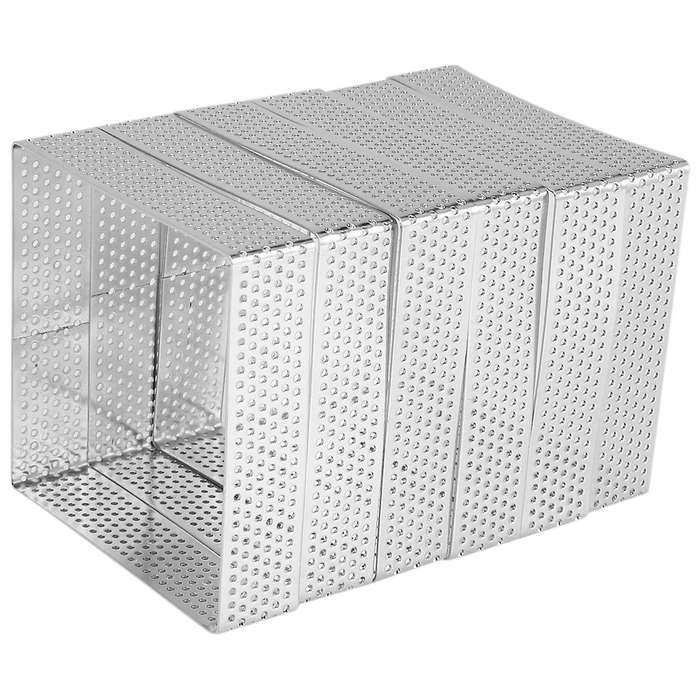 6pcs Square Stainless Steel Porous Tart Ring Bottom Tower Pie Cake Mould Baking Tools French Baking