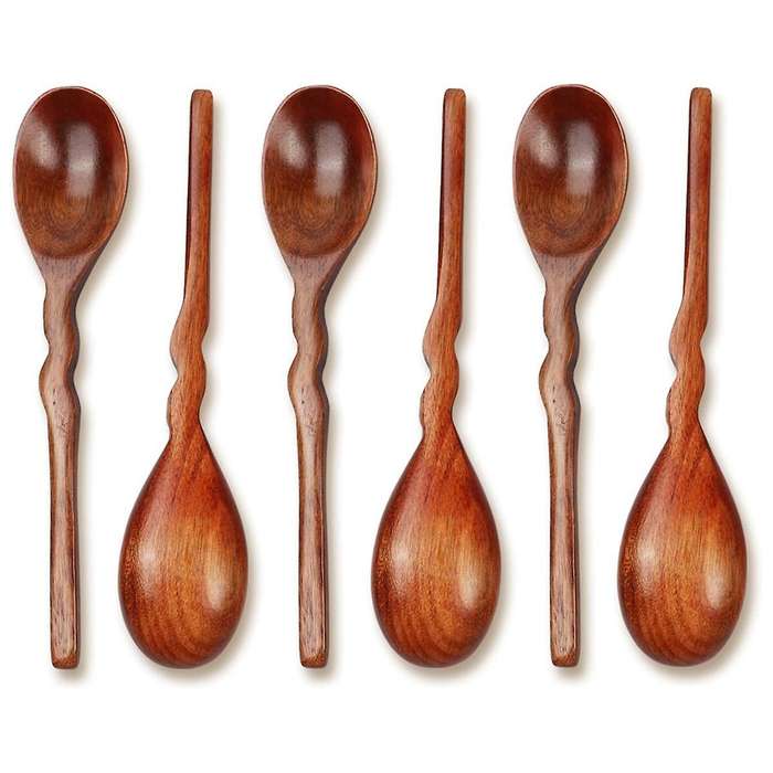 6pcs Wooden Spoons for Eating, 7.87 Inch Wooden Spoons for Honey, Small Wooden Spoons, for Soup, Co