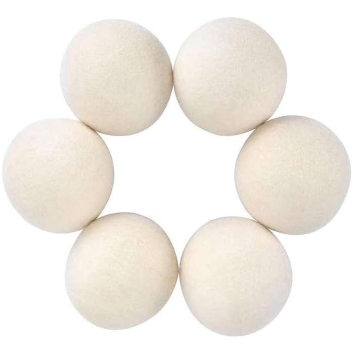 6pcs Wool Dryer Balls- Premium Natural - Made with Wool That Replaces Dryer Sheets - Lint Remover