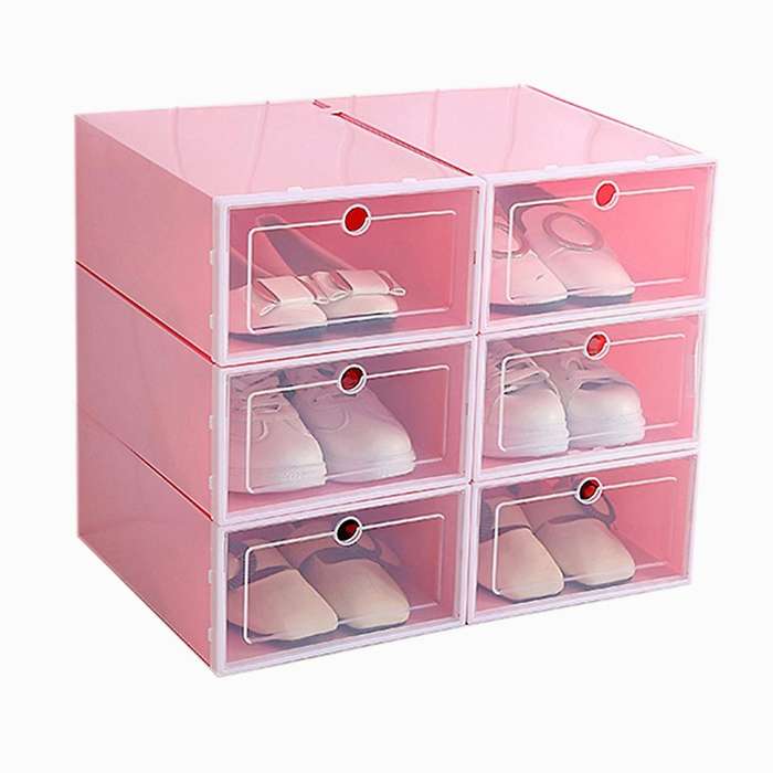 6-piece Candy Color Shoe Box, Transparent Plastic Shoe Storage Box, Shoe Cabinet Storage Drawer Rec