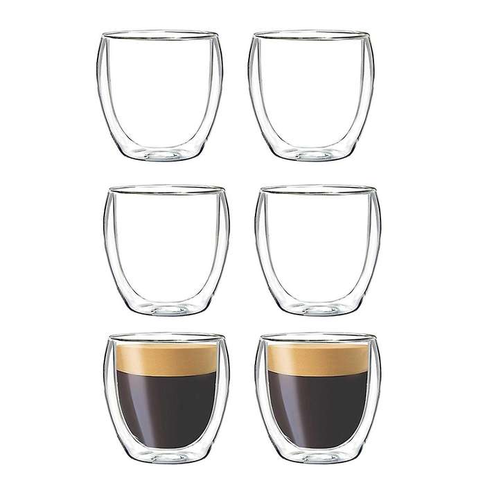 6-Piece Espresso Cup Double-Layer Insulated Espresso Cup Glass Coffee Cup