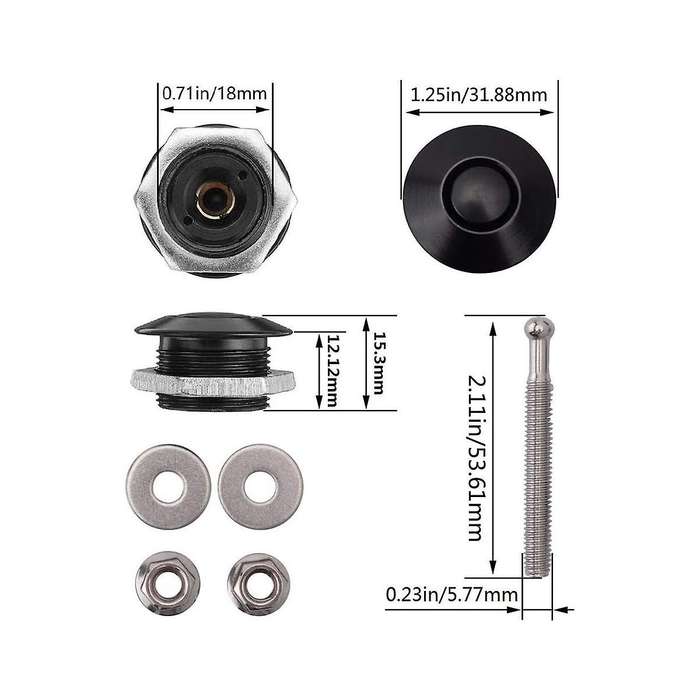 6set 1.25inch Aluminum Vehicle Hood Pins-quick Release Lock Latch Bumper, License Plate Lock Clip,