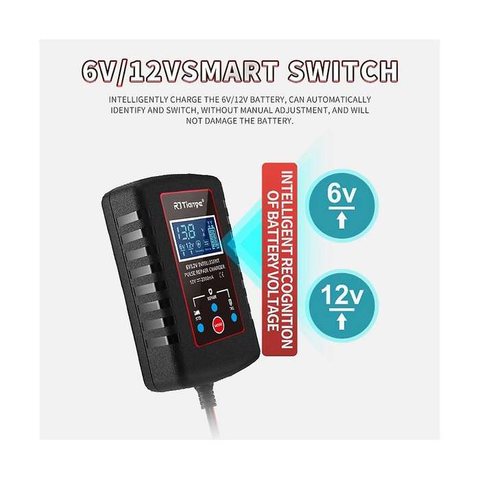 6v 12v Fully Automatic Smart Charger 2a High Power Portable Car Motorcycle Battery Charger for Bat