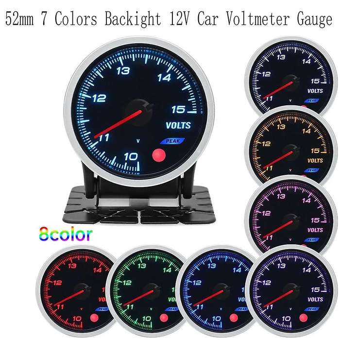 7 Colors Backlight Car Volt Meters 52mm Boost Gauge Turbo Pressure Gauge 12v Voltmeter Gauge