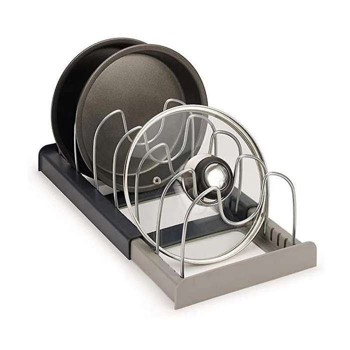 7 Dividers Stainless Steel Kitchen Pot Lid Holder Expandable Pan Organizer Rack Drawer Type Adjustab