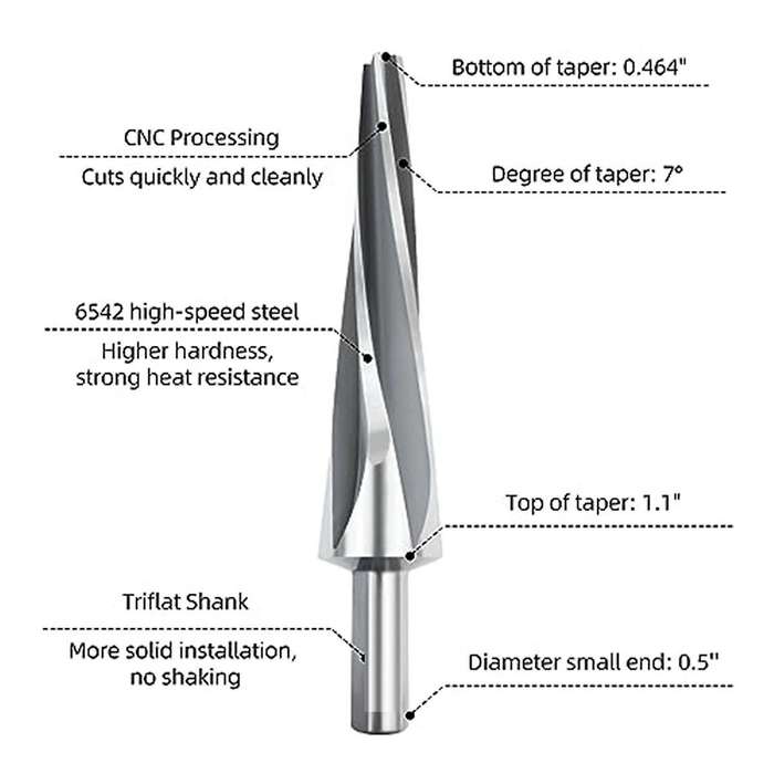 7 Degree Ball Joint Tapered Reamer, 1-1/2 Inches Per Foot Tapered Ball Joint Reamer, Reamer Bit Univ