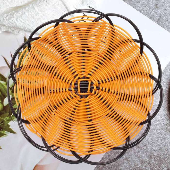 7 inch Plastic Braided Basket Fruit Vegetable Container Holder Black&orange