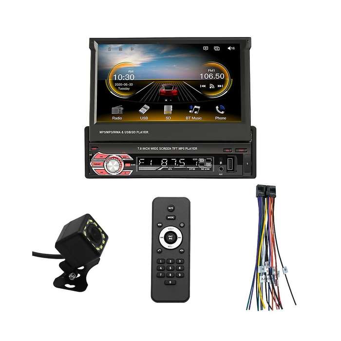 7 Inch Manual Flip Car Stereo,carplay Android Auto,single Din Hd Touchscreen Radio,fm Bluetooth Mir