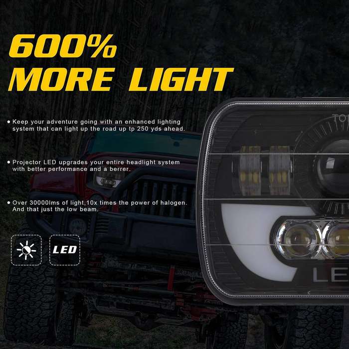 7 Inch Projector Car Truck Square LED Headlights Fog Light Working Lights Lamps for Celica Wrangler