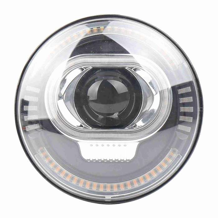 7 Inch Round LED Motorcycle Headlight with Beam, Amber & White DRL Halo Ring Angle Eyes for Touring