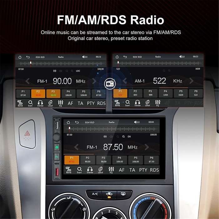 7 Inch Universal 2Din Car MP5 Video Player Bluetooth FM Radio Wireless Carplay Android Auto Multimed