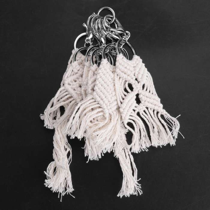 7 Pieces Mini Macrame Keychains Macrame Bag Charms for Car Key Purse Phone Supplies
