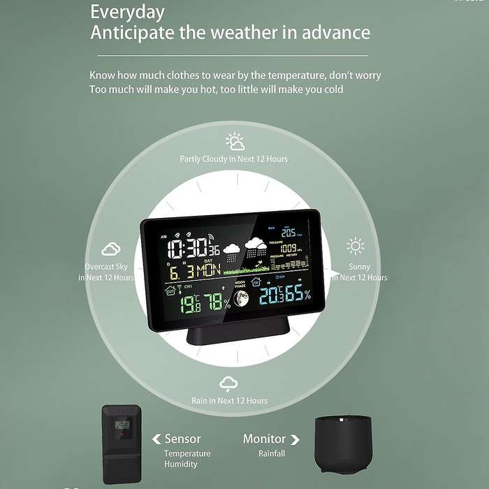 7.5 Inch Color Lcd Wireless Weather Forecast Station Digital Thermometer Hygrometer Trend Barometer
