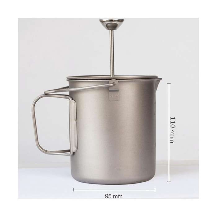 750ml Pure Titanium Coffee Cup Portable Mug French Press Coffee Pot with Stainless Steel Strainer T