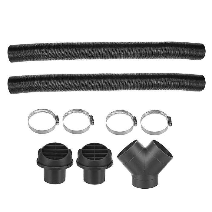 75mm Car Auto Heater Pipe Duct Y Piece Warm Air Outlet Vent Hose Clips Set for Parking Heater Ebers