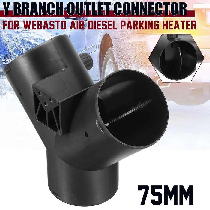 75mm Y Shape Parking Heater Exhaust Connector W/dual Regulating Valve Flap for Air Heater
