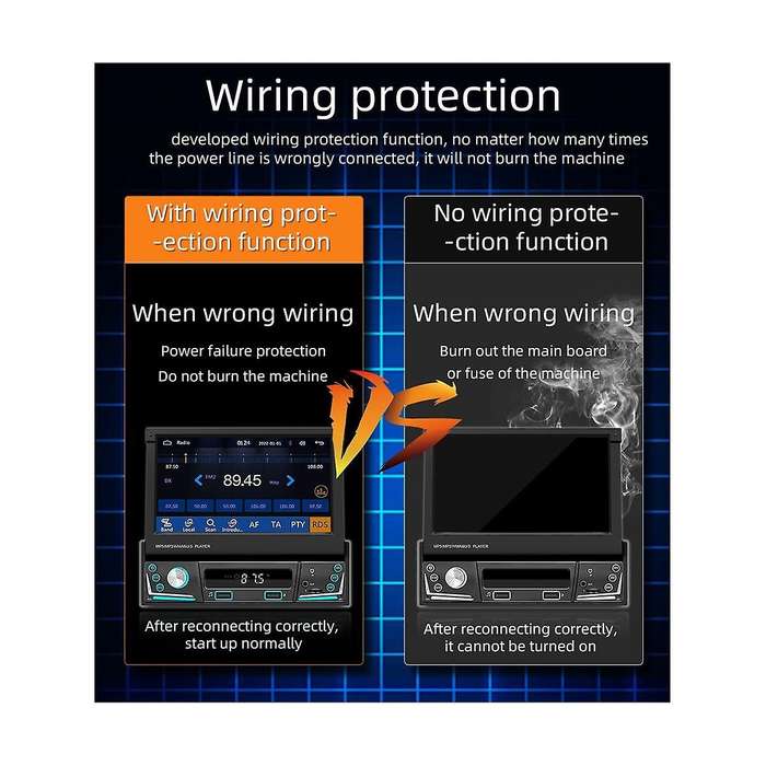 7inch Car Manual Telescopic Screen Wireless Carplay Android Auto Car Portable Radio Bluetooth Mp5 F